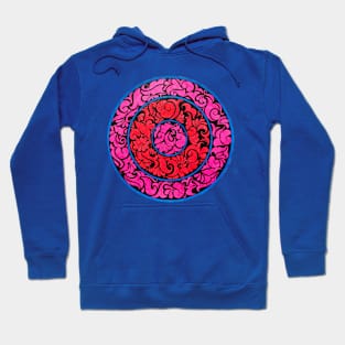 Handmade red, pink and blue mandala drawing Hoodie